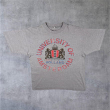 Load image into Gallery viewer, Vintage University Of Amsterdam "Holland" Netherlands Tourist Graphic Grey Cotton T-Shirt