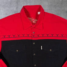 Load image into Gallery viewer, Vintage Stars & Stripes Cowboy Western Pattern Black Red Long Sleeve Shirt
