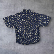 Load image into Gallery viewer, Vintage Columbia Mens Large Marlin Sailfish Fishing Shirt Navy All Over Print
