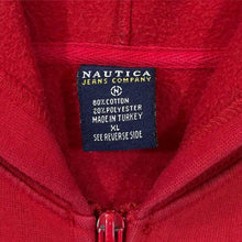 Load image into Gallery viewer, Nautica Jeans Co. "NJC" Big Logo Spellout Graphic Red Zip Hoodie