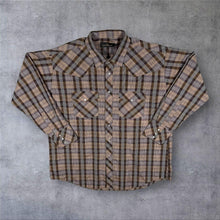 Load image into Gallery viewer, Vintage Mariscal Western Cowboy Brown Multi Check Long Sleeve Popper Shirt