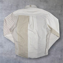 Load image into Gallery viewer, Quiksilver Y2K Mens M Patchwork Stripe Shirt Cream Long Sleeve Surf Skater 00s