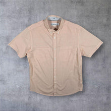 Load image into Gallery viewer, Calvin Klein Orange White Plaid Check Short Sleeve Cotton Button-Down Shirt