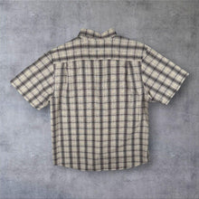 Load image into Gallery viewer, Columbia Mens M Grey Plaid Check Shirt Short Sleeve Outdoor Hiking Casual