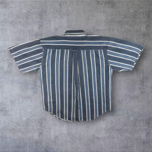 Load image into Gallery viewer, Vintage 90s Basic Editions Blue Striped Shirt Boxy Denim Look Y2K Skater