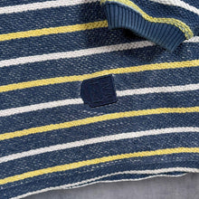Load image into Gallery viewer, Vintage DEAL 1/4 Zip Pullover L Navy Yellow Striped Y2K Textured Sweatshirt