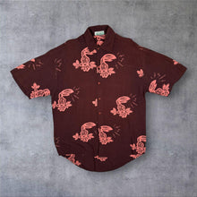 Load image into Gallery viewer, Vintage Nanda Collection Hawaiian Pattern Burgundy Maroon Short Sleeve Shirt