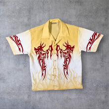 Load image into Gallery viewer, Early 00's Sweety Collection Gothic Y2K Tribal Dragon Yellow Short Sleeve Shirt