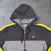 Load image into Gallery viewer, Vintage Y2K Nike Hooded Track Jacket XL Washed Grey Yellow Windbreaker
