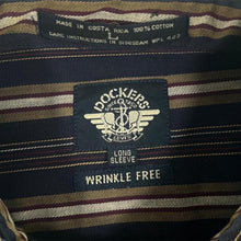 Load image into Gallery viewer, Vintage Dockers Mens Shirt L 90s Striped Cotton Long Sleeve Wrinkle Free