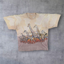 Load image into Gallery viewer, Vintage 90s Rainforest Cafe Orlando Giraffe T Shirt All Over Print AOP Wildlife Tee XL