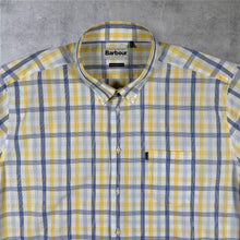 Load image into Gallery viewer, Barbour Mens 3XL XXL Tailored Fit Check Shirt Yellow Blue Short Sleeve Button Down