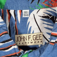 Load image into Gallery viewer, Vintage John F. Gee Hawaiian Tropical Pattern Blue Cotton Short Sleeve Shirt