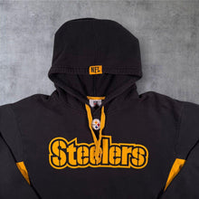 Load image into Gallery viewer, NFL Team Apparel Pittsburgh Steelers Football Spellout Graphic Black Hoodie