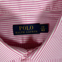 Load image into Gallery viewer, Polo Ralph Lauren Shirt 17 43 XL Pink White Pinstripe Pony Logo Long Sleeve