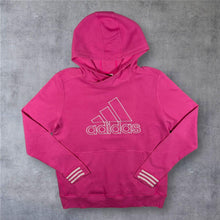 Load image into Gallery viewer, Adidas Womens XL Pink Hoodie Embroidered Big Logo 3 Stripes Pullover