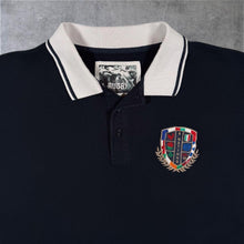 Load image into Gallery viewer, Cotton Traders 6 Nations Rugby Embroidered Short Sleeve Black Grey Polo Shirt