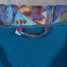 Load image into Gallery viewer, Vintage North Cape Polartec Crazy Patterned Collar Blue 1/4 Button Fleece Sweatshirt