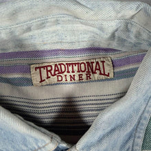 Load image into Gallery viewer, Vintage 90s Traditional Diner Striped Flannel Shirt Denim Collar Grunge Oversized