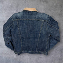 Load image into Gallery viewer, Early 00's Sonneti Fleece Lined Corduroy Collar Blue Denim Y2K Popper Bomber Jacket