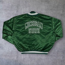 Load image into Gallery viewer, Vintage 80s DeLong Michigan State Spartans Satin Bomber Jacket XXL NCAA MSU