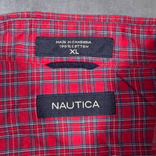 Load image into Gallery viewer, Nautica Classic Mini Logo Red Navy Blue Plaid Check Cotton Long Sleeve Shirt