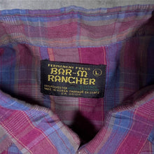Load image into Gallery viewer, Vintage Bar-M Rancher Western Cowboy Check Long Sleeve Popper Shirt