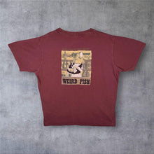 Load image into Gallery viewer, Weird Fish "We Don't Serve" Cartoon Parody Graphic Burgundy Red Cotton T-Shirt
