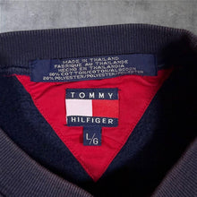 Load image into Gallery viewer, Vintage 90s Tommy Hilfiger Big Spellout Sweatshirt L S/M Navy Varsity Y2K