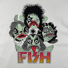 Load image into Gallery viewer, Weird Fish Band Parody Cartoon Spellout Graphic White Cotton T-Shirt