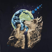 Load image into Gallery viewer, Vintage 90s Zip It London Wolf Earth Graphic T Shirt Black Mens L Wildlife