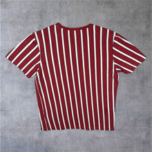 Load image into Gallery viewer, HUF Embroidered Mini Box Logo Skater Red White Striped Cotton Short Sleeve T-Shirt
