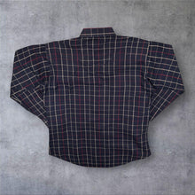 Load image into Gallery viewer, Vintage Ruddock Bros Western Cowboy Navy Blue Check Long Sleeve Popper Shirt