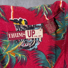 Load image into Gallery viewer, Vintage Thums Up Red Hawaiian Biker Patterned Rayon Short Sleeve Shirt