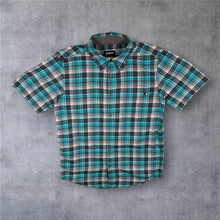 Load image into Gallery viewer, Marmot Mens M Plaid Shirt Teal Short Sleeve Hiking Outdoor Gorpcore Check