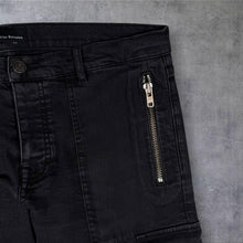 Load image into Gallery viewer, The Kooples Black Cargo Biker Jeans W33 36" Actual Waist Slim Fit Zip Pocket