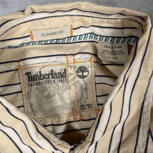 Load image into Gallery viewer, Timberland Classic Fit Shirt Mens XL Beige Navy Stripe Cotton Long Sleeve Y2K