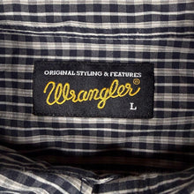 Load image into Gallery viewer, Wrangler Western Dark Navy Grey White Plaid Check Long Sleeve Cotton Shirt