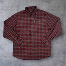 Load image into Gallery viewer, Columbia Mens Stretch Plaid Shirt Burgundy Red Hiking Outdoor Technical AM9130