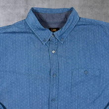 Load image into Gallery viewer, LEE Micro Patterned Blue Cotton Long Sleeve Button-Down Shirt