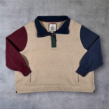 Load image into Gallery viewer, Joules Colour Block Sweatshirt UK 24 Quarter Zip Oatmeal Navy Burgundy Pullover