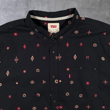 Load image into Gallery viewer, Levi's Aztec Native American Patterned Black Short Sleeve Cotton Button-Down Shirt