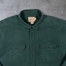 Load image into Gallery viewer, Vintage Woolrich Chamois Shirt 3XL Green Rugged Outdoorwear Workwear 90s Cotton