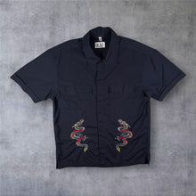 Load image into Gallery viewer, Vintage PS Company Goth Y2K Embroidered Dragon Black Short Sleeve Shirt