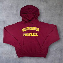 Load image into Gallery viewer, Jerzees Valley Christian Football Hoodie Burgundy Gold USA American Sportswear