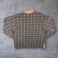 Load image into Gallery viewer, Vintage Y2K Ultra Frequency Plaid Quarter Zip Pullover Orange Grey Skater Mens L XL