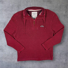 Load image into Gallery viewer, Weird Fish Mini Logo Classic Red Macaroni Knit 1/4 Zip Pullover Sweatshirt