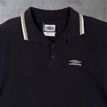 Load image into Gallery viewer, Early 00's Umbro Classic Embroidered Mini Logo Black Short Sleeve Polo Shirt