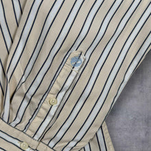 Load image into Gallery viewer, Timberland Classic Fit Shirt Mens XL Beige Navy Stripe Cotton Long Sleeve Y2K