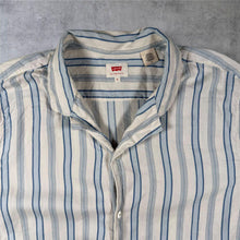Load image into Gallery viewer, Levi's White Blue Striped Short Sleeve Open Collar Shirt